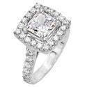 Engagement 1.5 Princess Antique Look Pave Cubic Zirconia 14K White Gold Ring