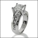 Engagement 0.75 Princess Center Channel Set Sides Cubic Zirconia White Gold Ring