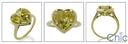 Solitaire Heart Shape Canary 4 Carat Engagement Cubic Zirconia Yellow Gold Ring