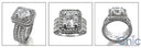 Matching Set 2 Ct Round Center HCt Engraved Cubic Zirconia Cz Ring