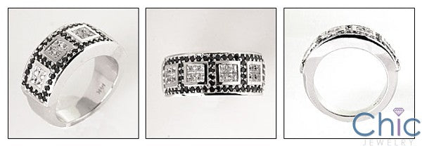 Anniversary Black Ct Diamond Round Princess Pave Invisible Cubic Zirconia Cz Ring