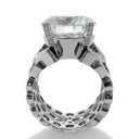 Round Brilliant CZ And Pear Shape Engagement Ring
