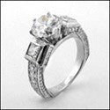 Estate 2.6 Round Center Miligree Edges Cubic Zirconia Cz Ring