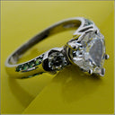 Engagement Heart Shaped 1.5 Center Emerald Pave Cubic Zirconia Cz Ring