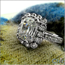 Estate 2 Ct Emerald Halo Round Bezels Cubic Zirconia Cz Ring