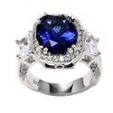 Engagement 5 Ct Oval Sapphire Trapezoid Two tone Cubic Zirconia Cz Ring
