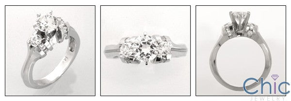 Round 1 Carat High Quality Cubic Zirconia  6 Prong Engagement Ring 14K White Gold