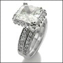 Matching Set 3.5 Princess Halo Pave Cubic Zirconia Cz Ring