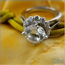 Engagement 2 Ct Brilliant Round in 4 Prong Halo Cubic Zirconia 14K White Gold Ring