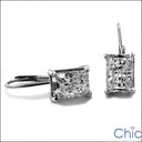 2 Ct Radiant Lever Back Cubic Zirconia CZ Earrings