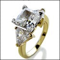 3 Stone 2 Ct Princess Trillions Two Tone Cubic Zirconia Cz Ring