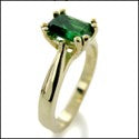 Solitaire Emerald Green Emerald 1 Ct Engagement Cubic Zirconia Cz Ring