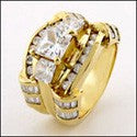 Engagement 2 Ct Princess Channel Yellow Gold Cubic Zirconia Cz Ring
