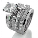 Matching Set 2 Ct Radiant Channel Cubic Zirconia Cz Ring