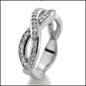 Infinity Symbol Wedding Band CZ .75 TCW Round Pave Set Shank Cubic Zirconia 14K W Gold Band