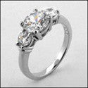 3 Stone 1 Ct Round Center .60 Cubic Zirconia Cz Ring