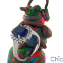 Estate 3 Ct Oval Sapphire Royal Halo Cubic Zirconia Cz Ring