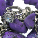 Solitaire Round Cushion 3 Ct Single Stone Cubic Zirconia 14K White Gold Ring