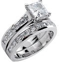 Matching Set 1 Ct Princess Channel Wedding Cubic Zirconia Cz Ring