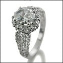 Cubic Zirconia Oval 1.5 Carat Ring With Pave Halo 14K White Gold Ring
