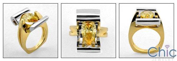 Anniversary 3 Ct Canary Pear Cubic Zirconia Cz Ring