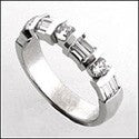 Wedding 2 Baguettes Ct 1 Round Stone Channel Set Cubic Zirconia CZ Band 