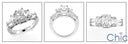 Engagement Ring Cubic Zirconia 2 Carat Radiant With Baguettes 14k White Gold