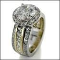 2 Carat Cubic Zirconia Round Center Two Tone Gold Euro Shank Cz Engagement Ring