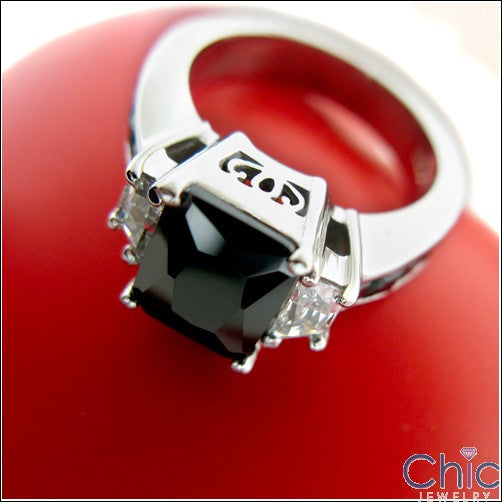 Engagement Black 3 Ct Radiant Center Princess Channel Cubic Zirconia Cz Ring