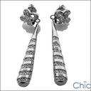 Long Spiral Pave set Cubic Zirconia CZ Earrings