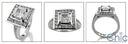 Cubic Zirconia .75 Princess In Channeled Halo Cz 14k White Gold Engagement Ring