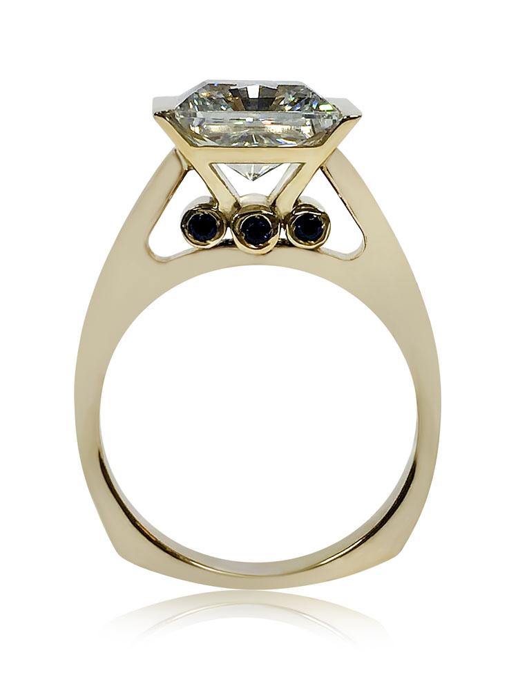 4 Carat Princess Cubic Zirconia Channel Set Two Tone Solitaire Ring