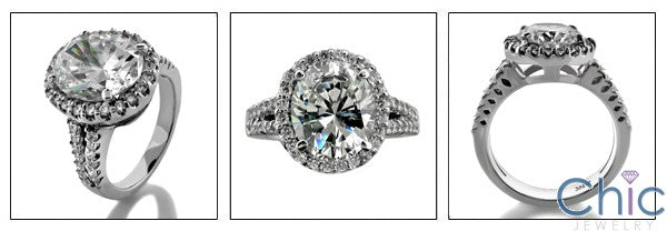 Anniversary Oval 3 Ct Halo Pave Cubic Zirconia Cz Ring
