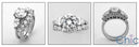 Cubic Zirconia Platinum Engagement Ring with Fitted Band Set |1.75 Round Center Pear Share Prong