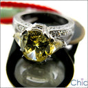 Canary 3 Carat Oval With  Trillion Cubic Zirconia Anniversary 14K White Gold Ring