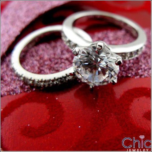 Matching Set 2.25 Brilliant Round Center Wedding Cubic Zirconia Cz Ring