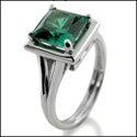 Solitaire Emerald Green Princess 1.25 Ct Cubic Zirconia Cz Ring