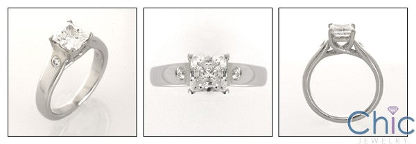Solitaire Princess Lucida Style 1 Carat Cubic Zirconia 14k White Gold Ring