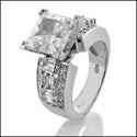 Engagement 3 Ct Princess Center Pave Channel Cubic Zirconia Cz Ring