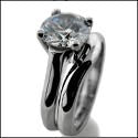 Matching Set 1.75 TCW Round Center Flush Wedding Cubic Zirconia Cz Ring