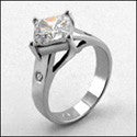 Engagement 1.5 Princess Center Kite Position Cubic Zirconia 14K White Gold Ring