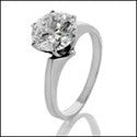 Solitaire 2 Ct Round 6 Prong Tiffany Style Cubic Zirconia Cz Ring