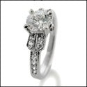 Engagement 0.75 Round Center Pave Set Cubic Zirconia Cz 14k Gold Ring