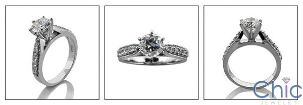 Engagement 1 Ct Round 6 Prong Pave Cubic Zirconia Cz Ring