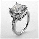 Engagement 3 Ct Cushion Center in Halo Cubic Zirconia Cz Ring