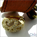 Heart Contoured Cubic Zirconia Pave Set Yellow Gold Ring