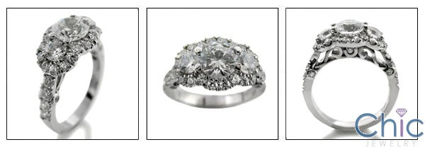 Engagement 2.25 TCW 3 Round Pave Cubic Zirconia Cz Ring