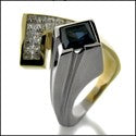 Anniversary 1.5 Princess Sapphire Invisible Cubic Zirconia Two Tone Gold Ring