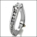 1 Ct Round Center Cubic Zirocnia Euro Shank Channel Set Engagement 14K Gold Ring