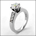 Engagement 1 Ct Round 6 Prong Tiffany Setting Princess Channel Cubic Zirconia Cz Ring